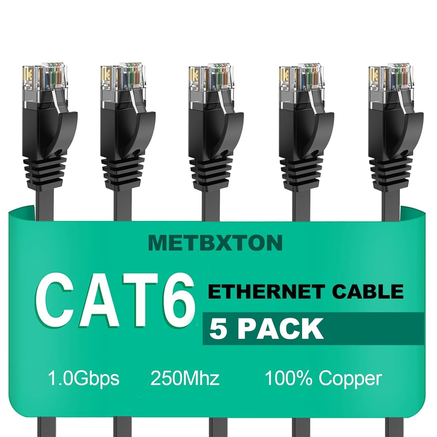 Cat 6 Ethernet Flat Patch Cable 5 Pack