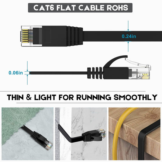 Cat 6 Ethernet Flat Patch Cable 5 Pack