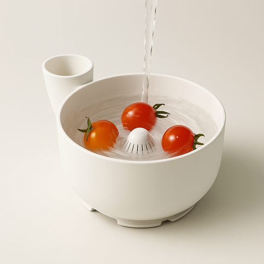 Auto-Spin Vegetable & Fruit Washer – Minimalist Flow Rinse Bowl