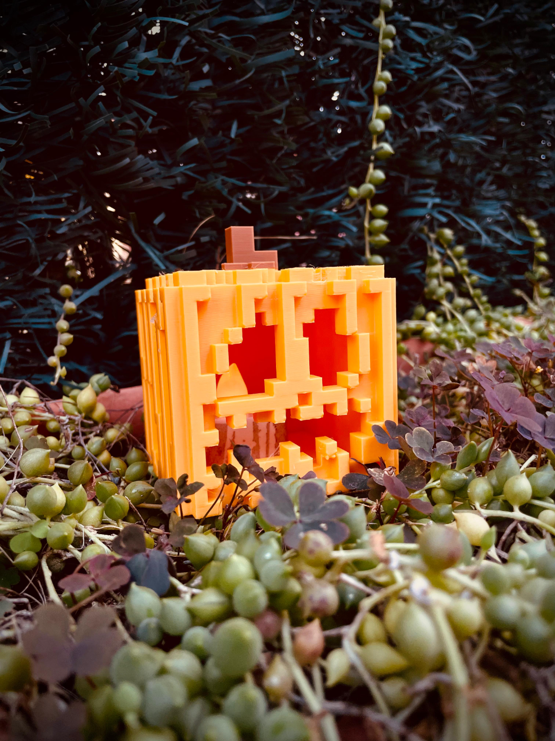Pixel Pumpkin Lantern - Minecraft Inspired 3D Printed Tealight Holder