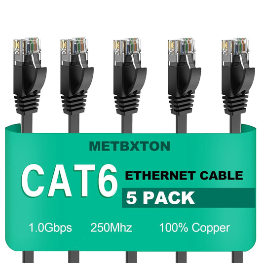 Cat 6 Ethernet Flat Patch Cable 5 Pack