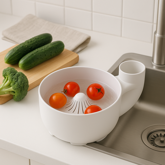 Auto-Spin Vegetable & Fruit Washer – Minimalist Flow Rinse Bowl