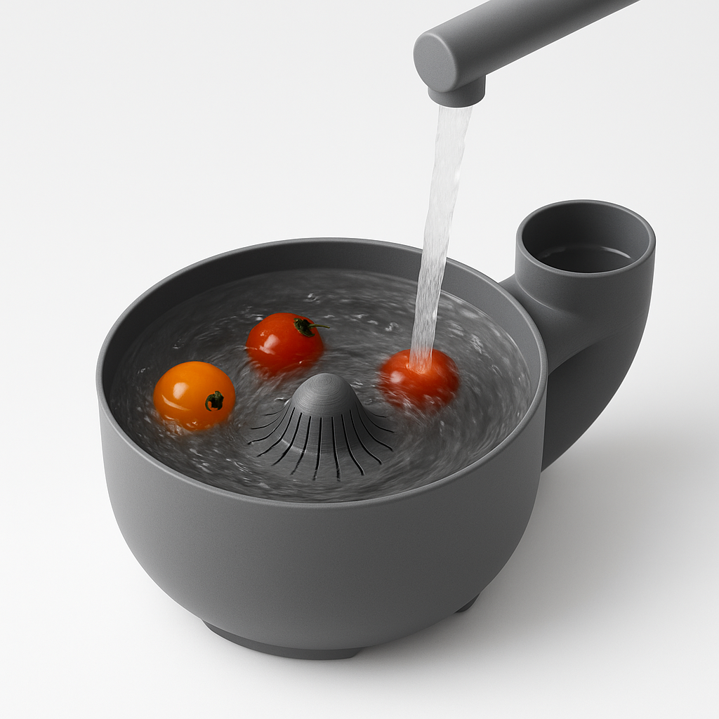 Auto-Spin Vegetable & Fruit Washer – Minimalist Flow Rinse Bowl