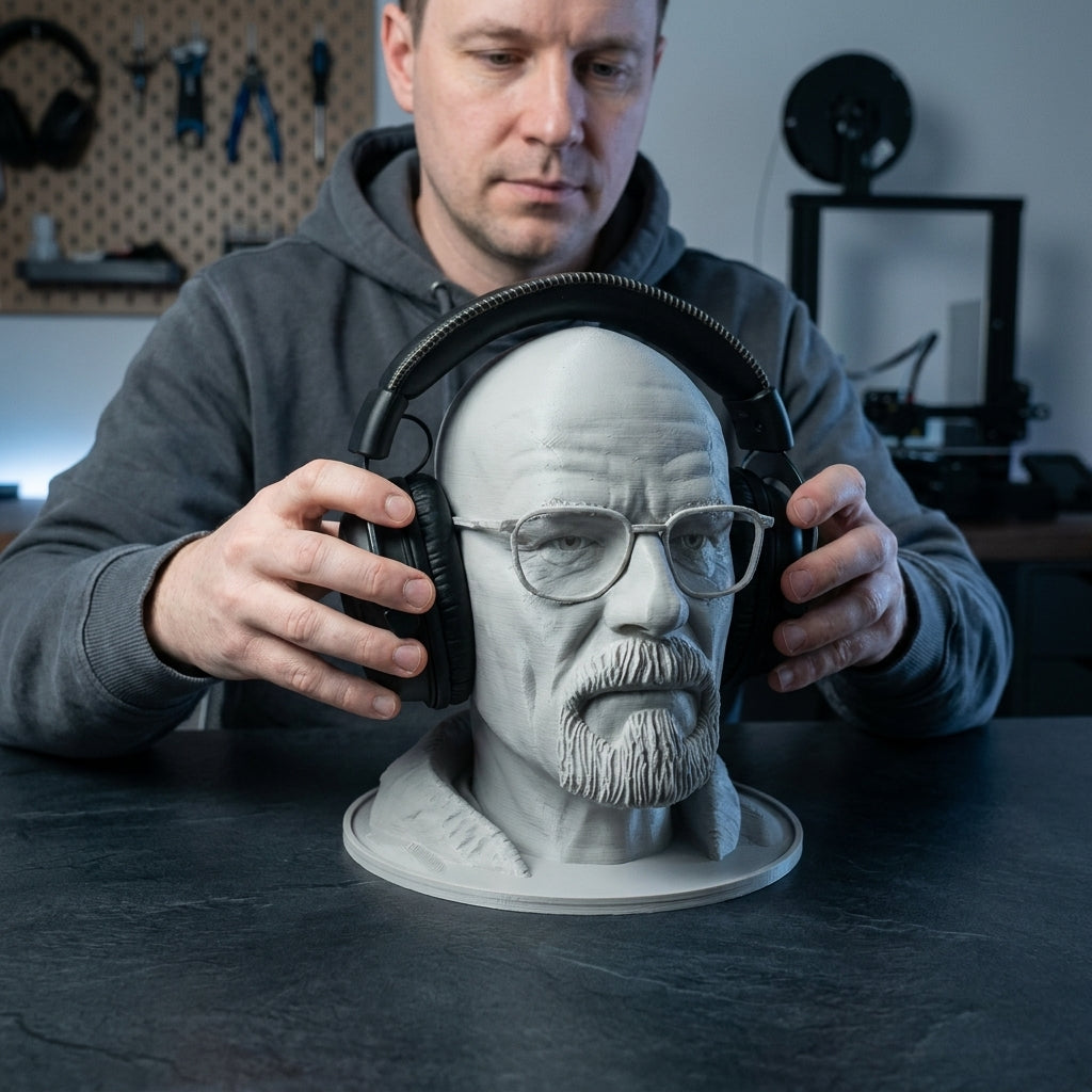 Walter White (Heisenberg) Bust Headphone Stand | Gift Idea for Breaking Bad Fans
