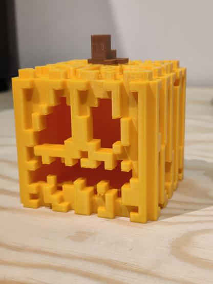 Pixel Pumpkin Lantern - Minecraft Inspired 3D Printed Tealight Holder
