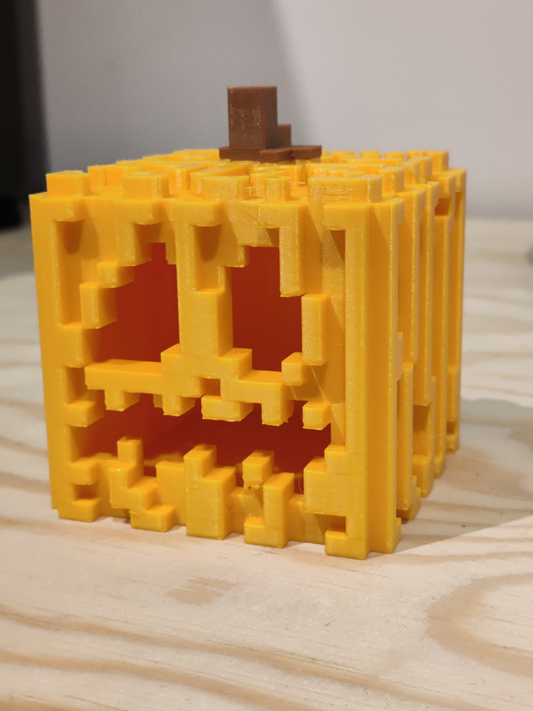Pixel Pumpkin Lantern - Minecraft Inspired 3D Printed Tealight Holder