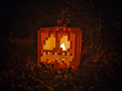 Pixel Pumpkin Lantern - Minecraft Inspired 3D Printed Tealight Holder